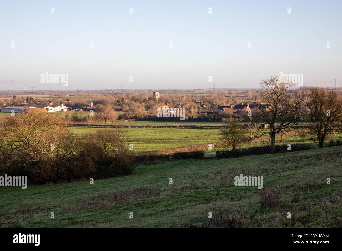 View on Hickling from Hickling Standard public footpath, Hickling, Nottinghamshire, England, United Kingdom Stock Photo