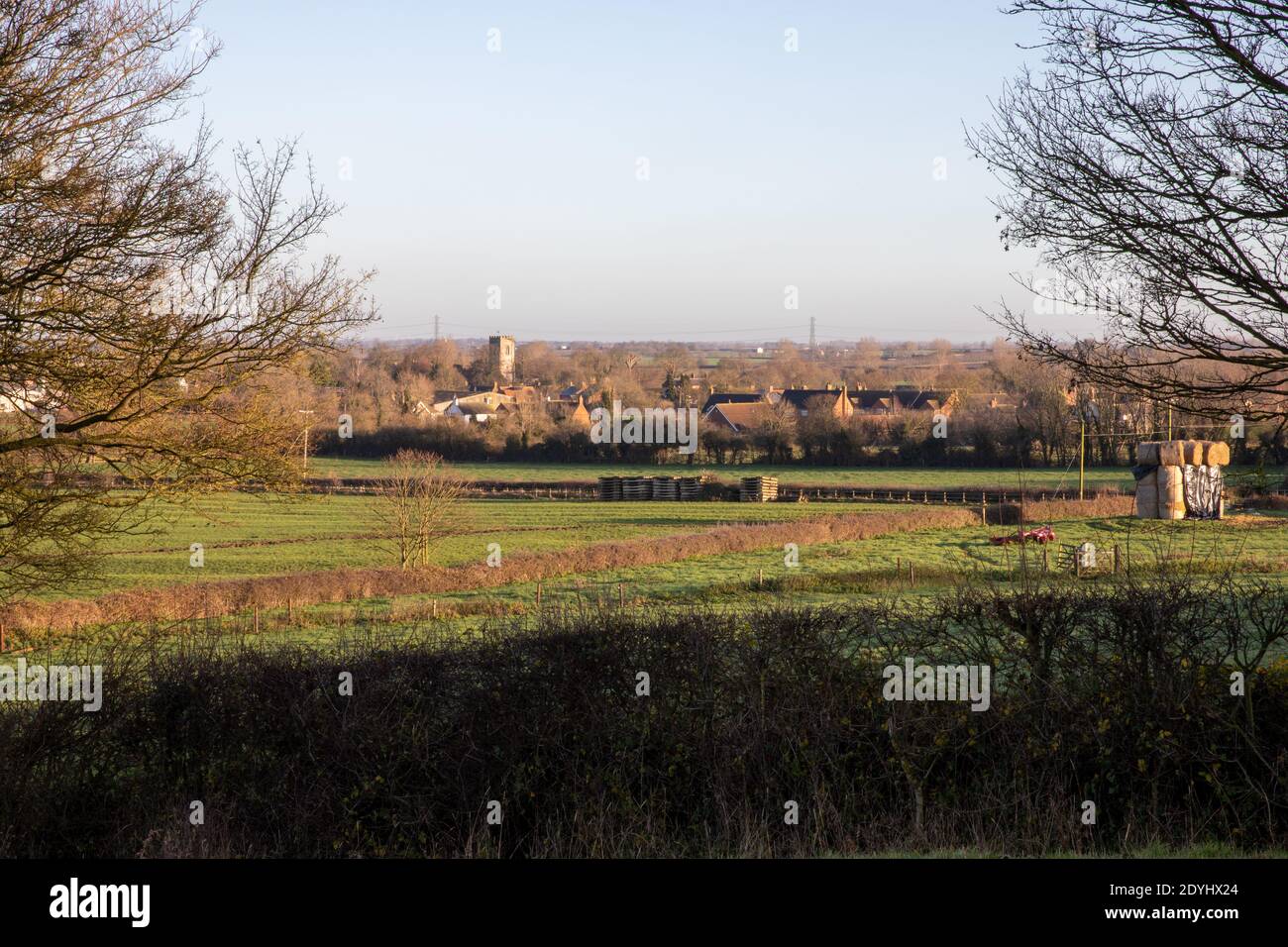 View on Hickling from Hickling Standard public footpath, Hickling, Nottinghamshire, England, United Kingdom Stock Photo