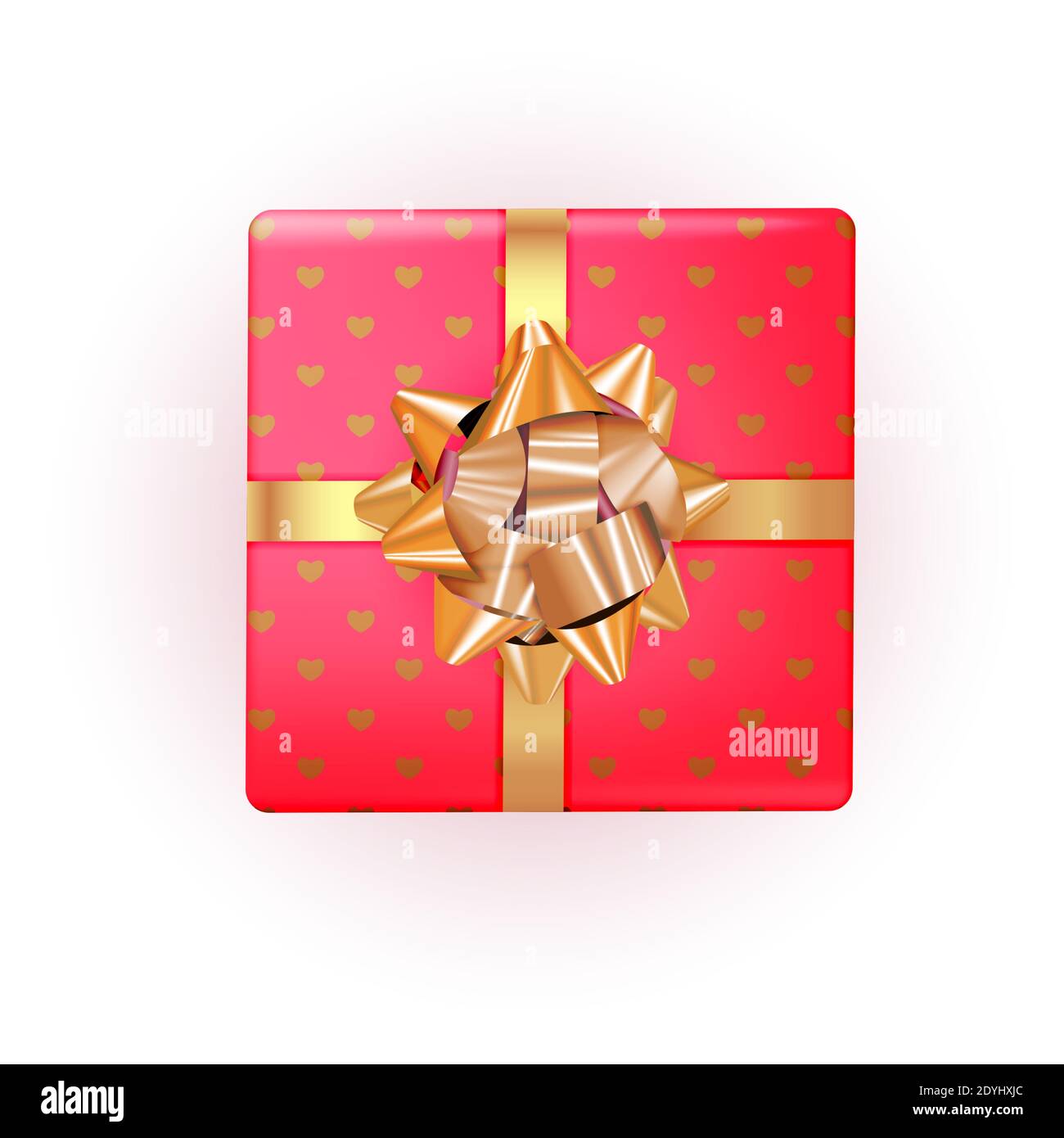 Gift Box with Golden Bow and Ribbon. Vector Illustration Stock Vector ...