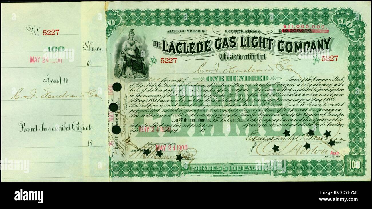 Laclede Gas Light Comp 1900. Stock Photo