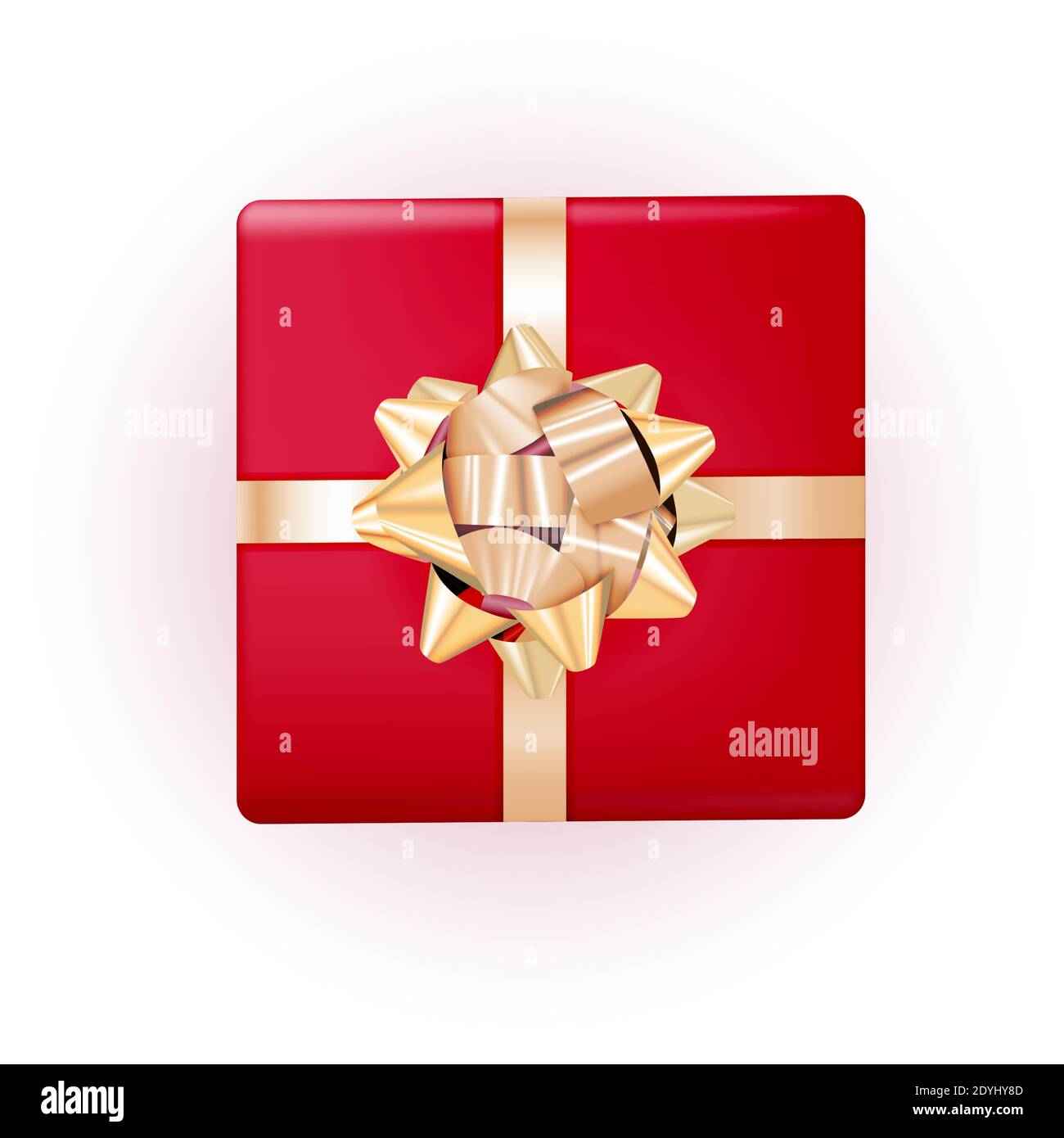 Gift Box with Golden Bow and Ribbon. Vector Illustration Stock Vector ...