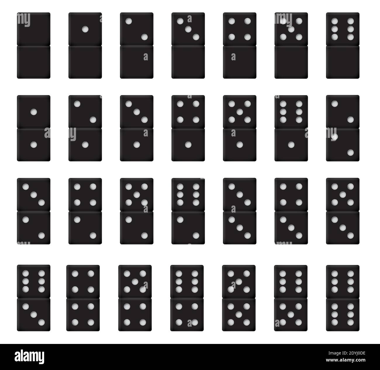 Plastic Black Realistic Domino Vector Illustration Stock Vector