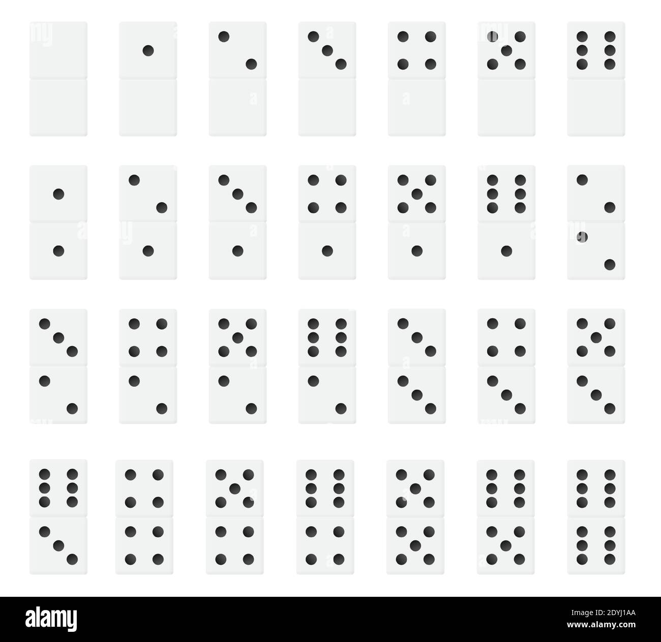 Plastic Black Realistic Domino Vector Illustration Stock Vector