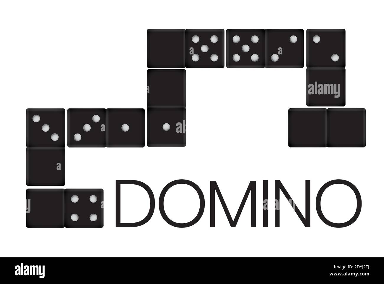 Plastic Black Realistic Domino Vector Illustration Stock Vector