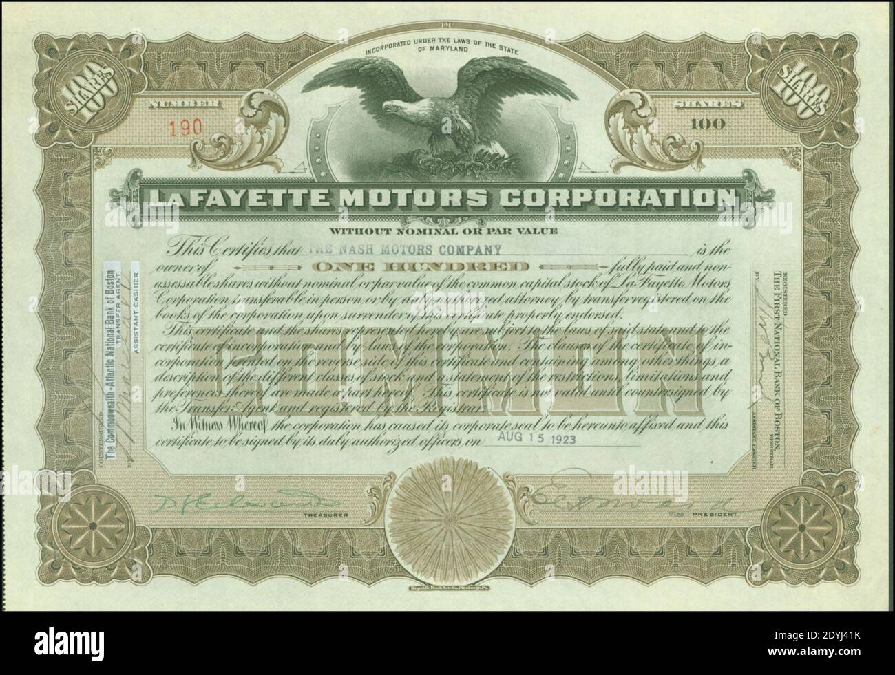 LaFayette Motors Corp. 1923 Stock Photo Alamy