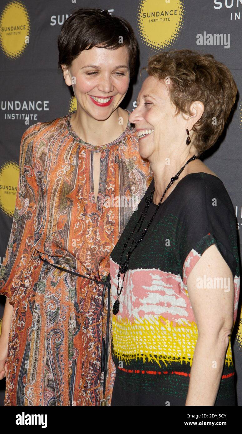 Maggie Gyllenhaal and her mother, Naomi Foner Gyllenhaal attend the Celebrate Sundance Institute benefit for its Theatre Program, supported by CIROC Vodka at the Stephen Weiss Studio in New York City, NY, USA on April 8, 2013. Photo by Matt Borowick/ABACAPRESS.COM Stock Photo