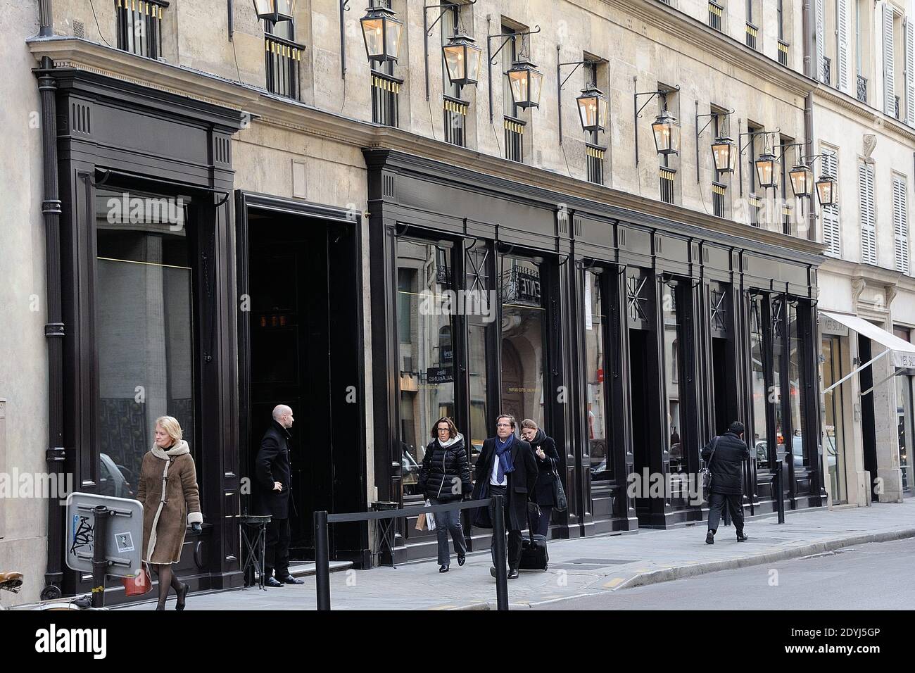 The facade of the Costes Hotel on Rue SaintHonore in Paris, France on
