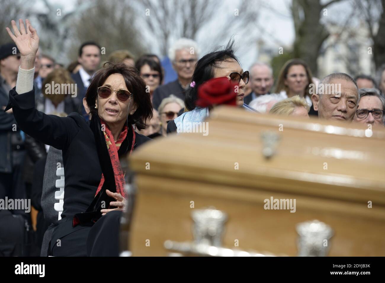 Zao Wou-Ki's family attending the funeral of Franco-Chinese painter Zao Wou-Ki who died aged 93, at the Montparnasse cemetery, in Paris, France, on April 16, 2013. Photo by Mousse/ABACAPRESS.COM Stock Photo