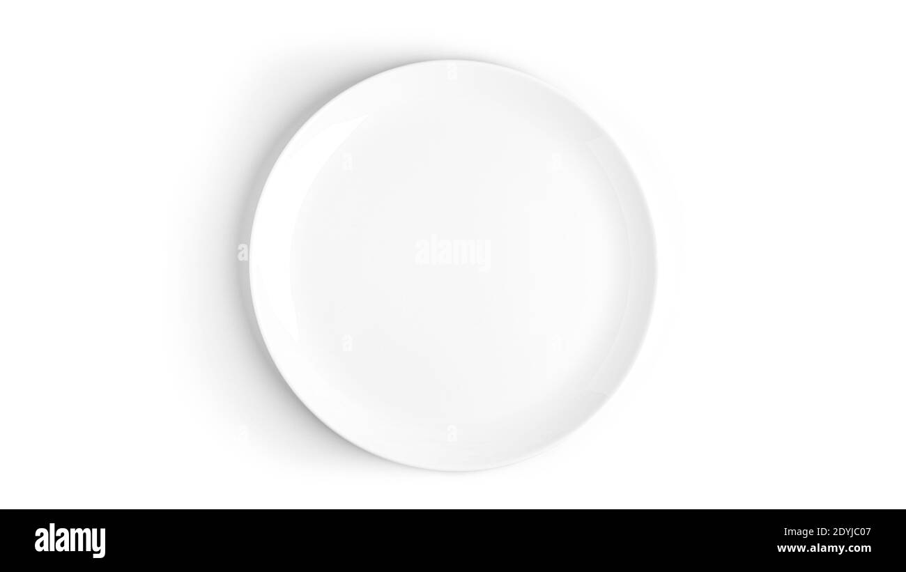 White glossy plate on a white background. High quality photo Stock Photo