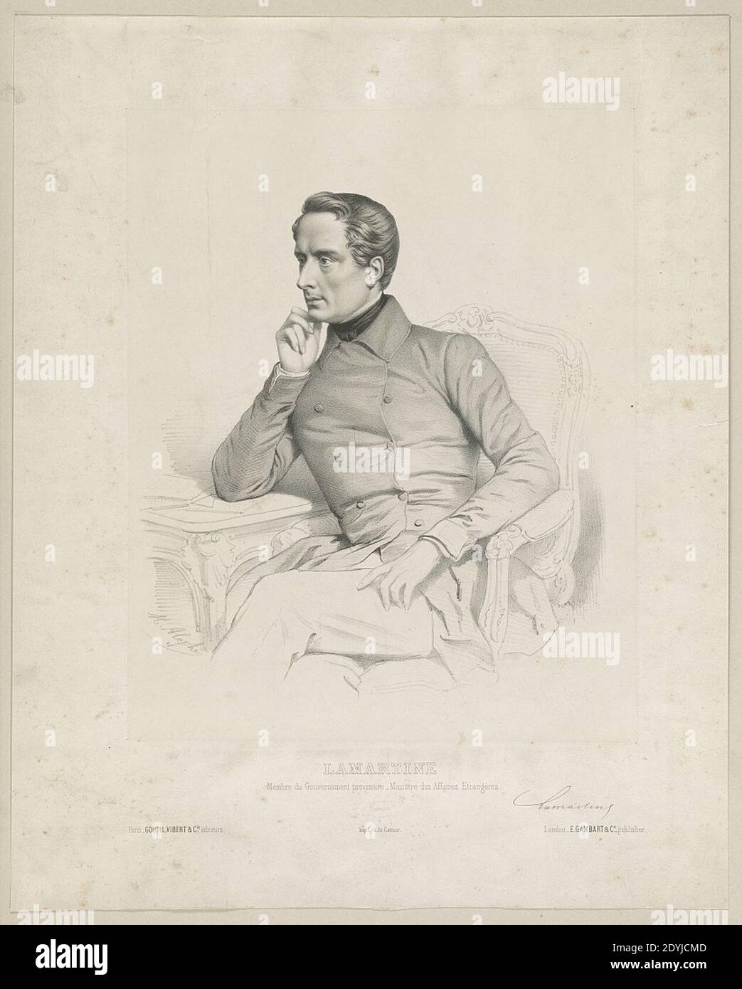 Lamartine membre du gouvernement provisoire - ministre des affaires etrangères - M. Alophe. Stock Photo