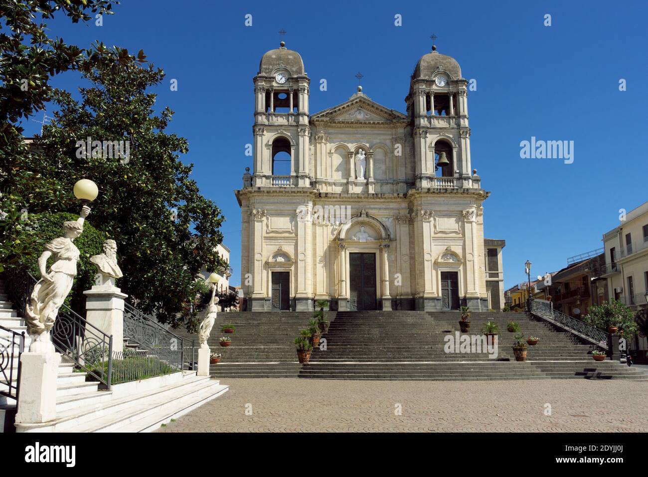 Duomo in Zafferana Etnea town of Sicily and evidence of architecture and culture Stock Photo