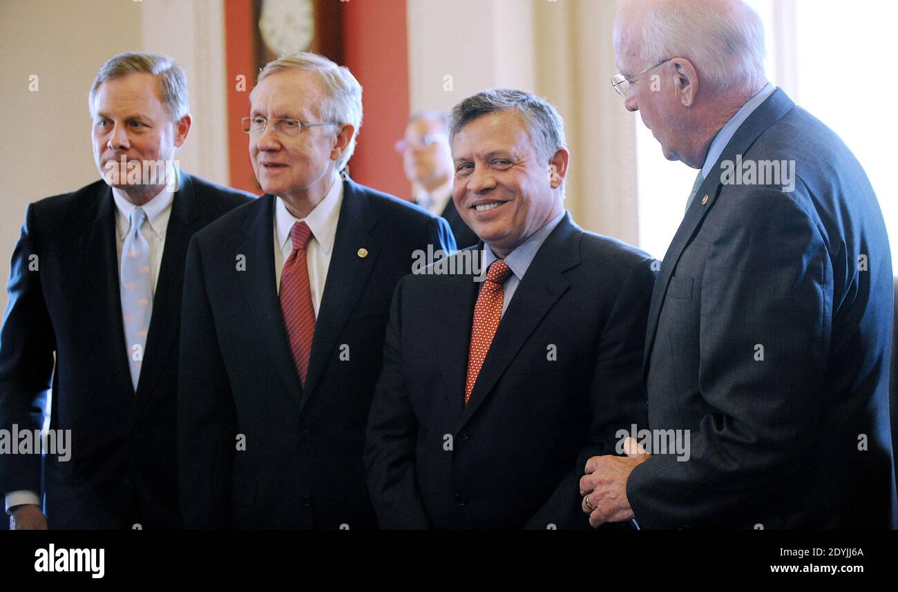 Jordan's King Abdullah meets with members of the Senate at the U.S. Capitol including Senate Majority Leader Harry Reid (D-NV) and Sen. Patrick Leahy (D-VT) in Washington, DC, USA on April 24, 2013. Photo by Olivier Douliery/ABACAPRESS.COM Stock Photo