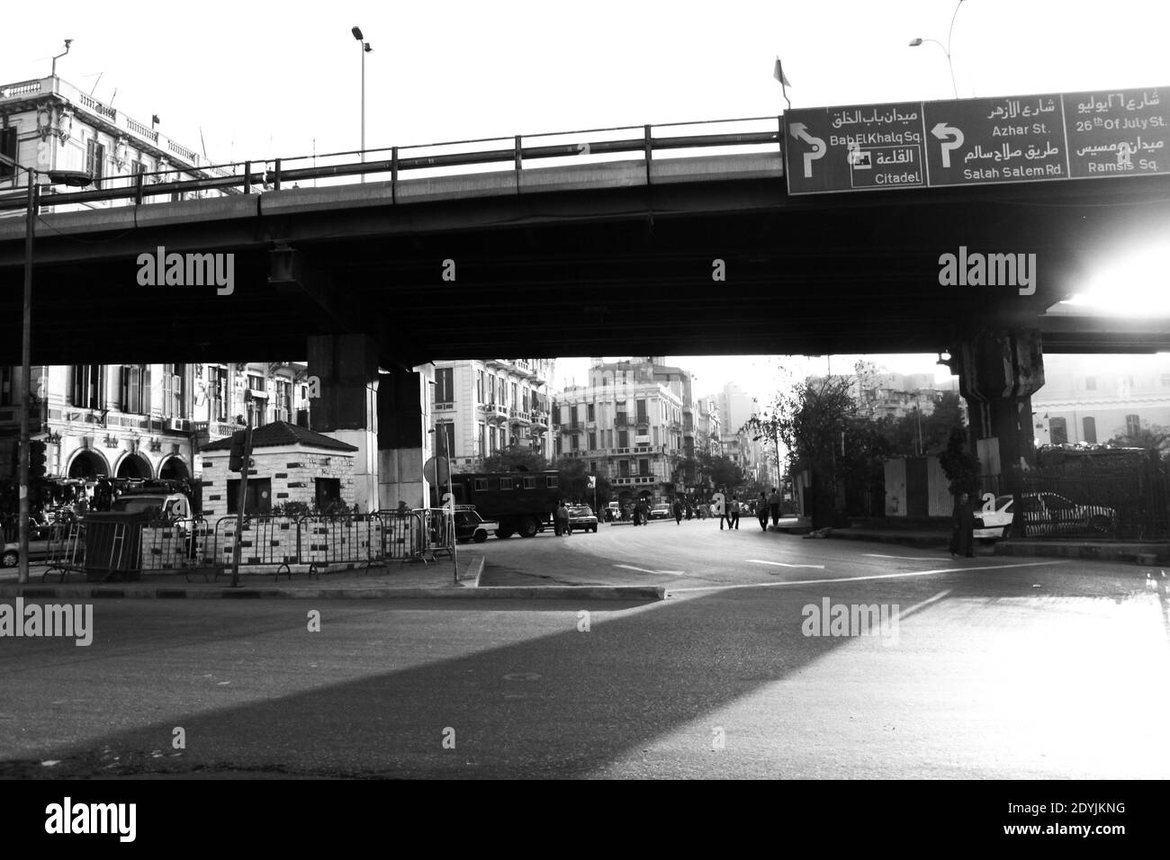 Large street with bridge in Cairo Stock Photo