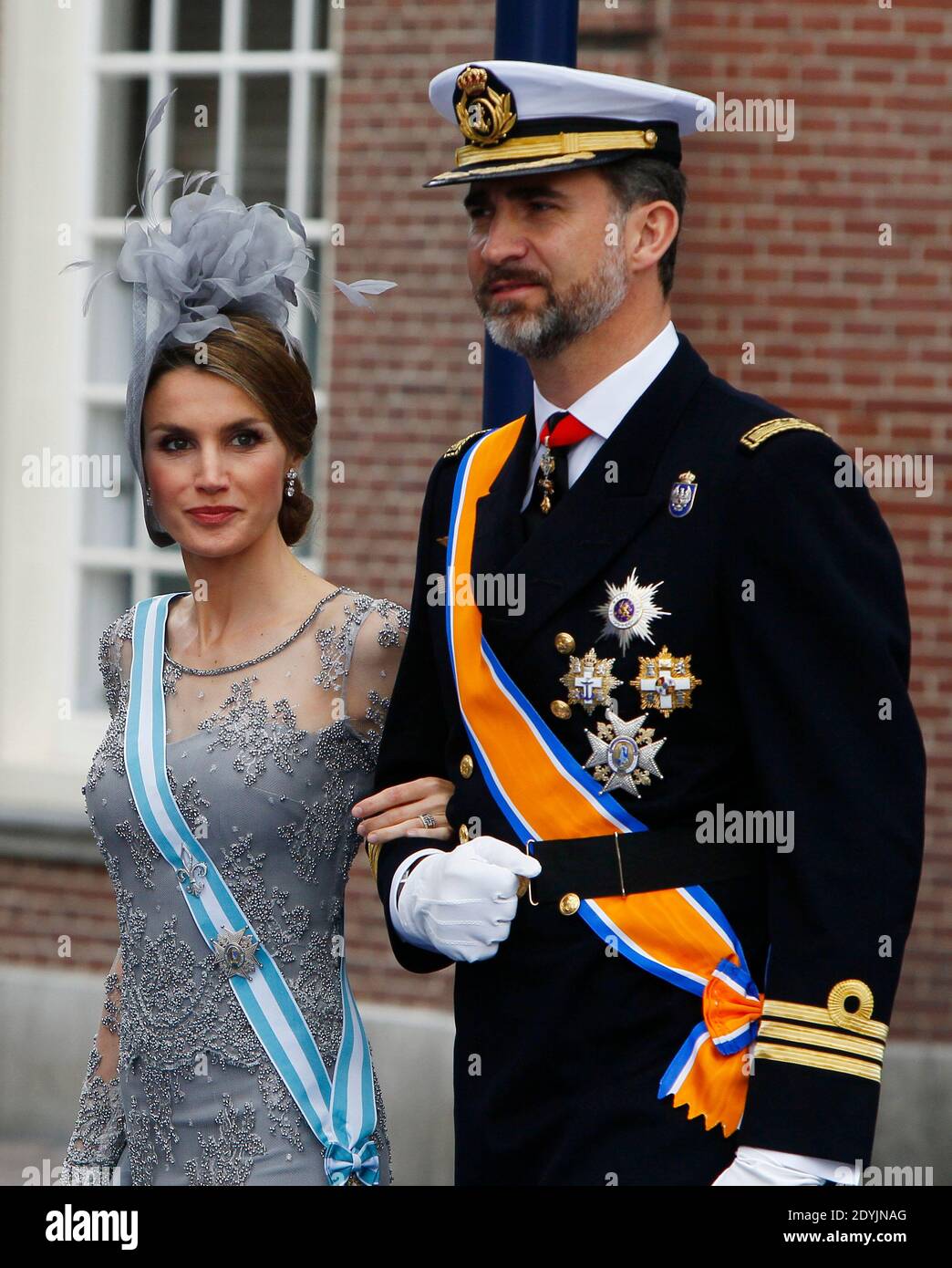 Crown Prince Felipe and Crown Princess Letizia of Spain leave the Nieuwe Kerk where the investiture of the new king took place, Amsterdam, the Netherlands on April 30, 2013. Photo by Cees Buys /ABACAPRESS.COM Stock Photo