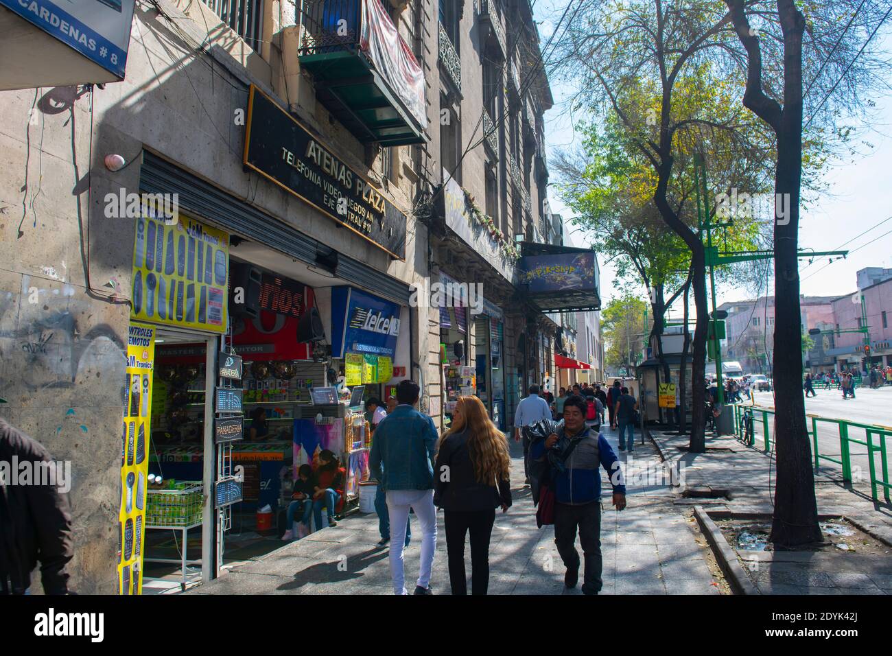 Historic buildings on Eje Central Lazaro Cardenas between Avenida 16 de Septiembre and Avenida Francisco Madero, Mexico City CDMX, Mexico. Stock Photo