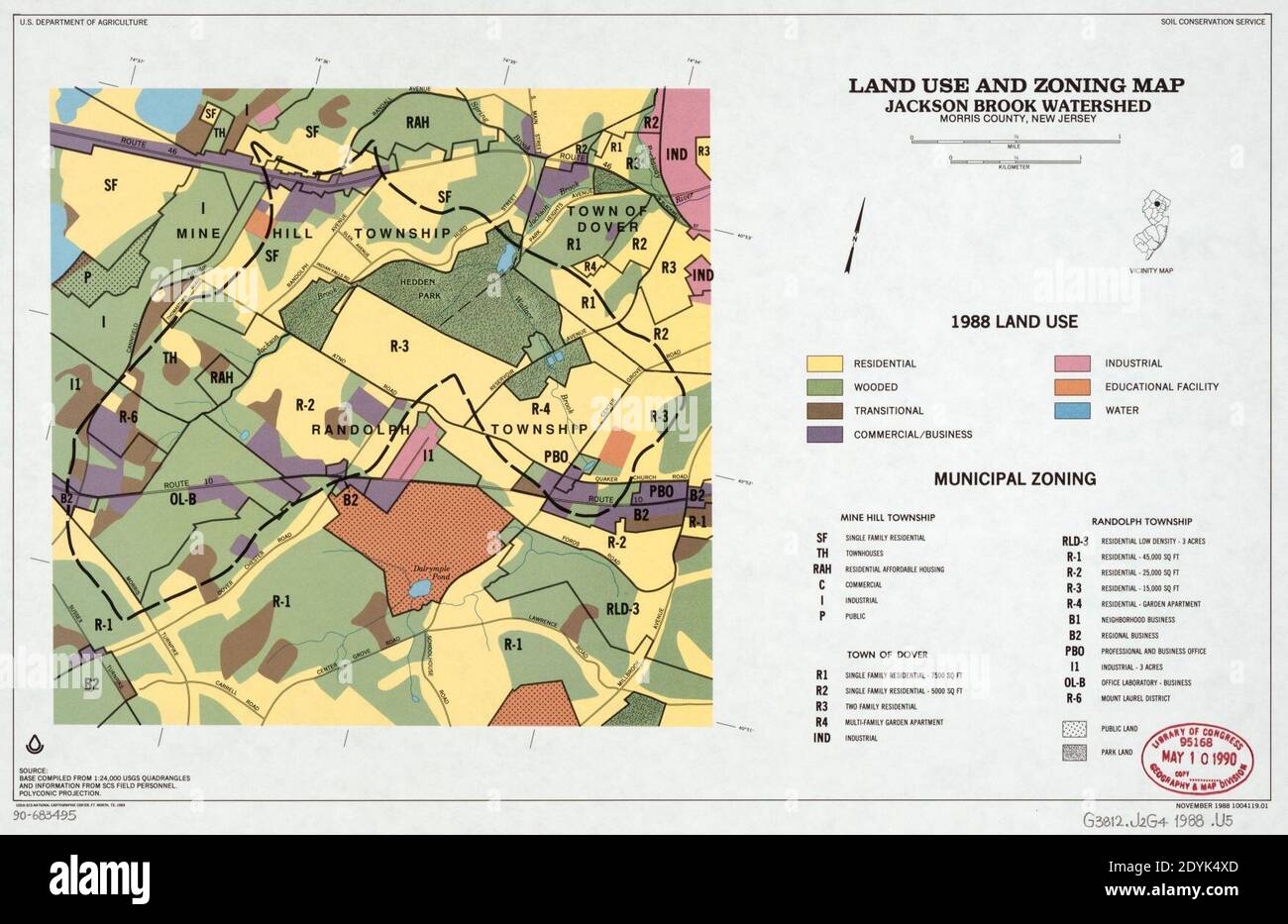Land use and zoning map, Jackson Brook watershed, Morris County, New