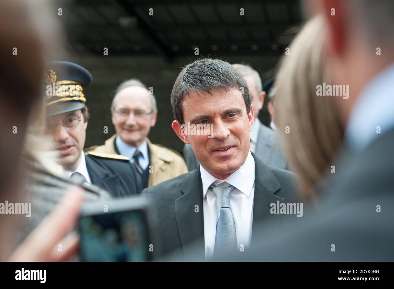 Interior Minister Manuel Valls visits a police station in a priority areas of critical security (ZSP) in Annemasse, France on May 17, 2013. Photo by Gilles Bertrand/ABACAPRESS.COM Stock Photo