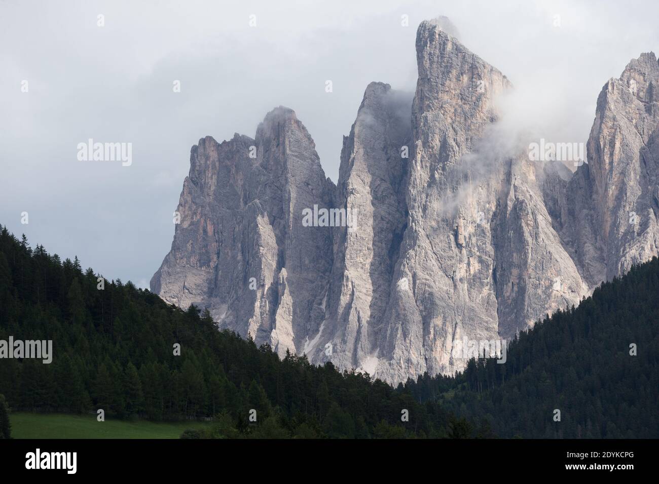 The Odle Mountain Peaks  of The Dolomites Stock Photo