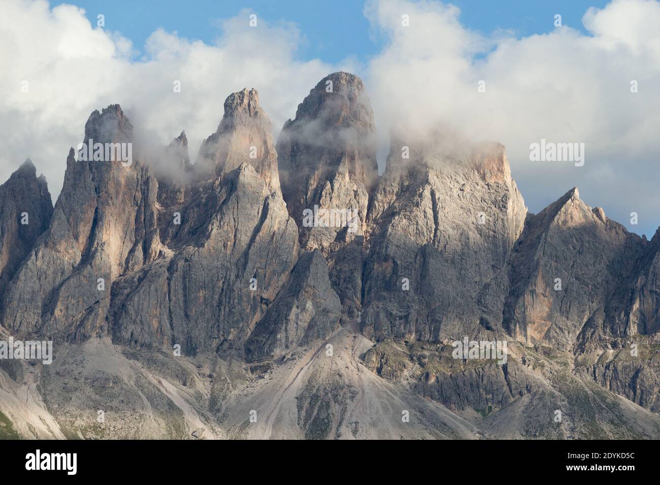 The Odle Mountain Peaks  of The Dolomites Stock Photo
