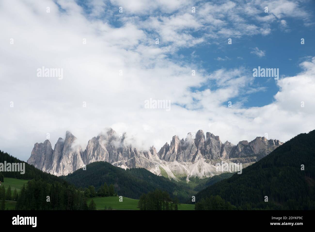 Santa Maddalena Val di Funes Italy The Odle Mountain Peaks  of The Dolomites Stock Photo