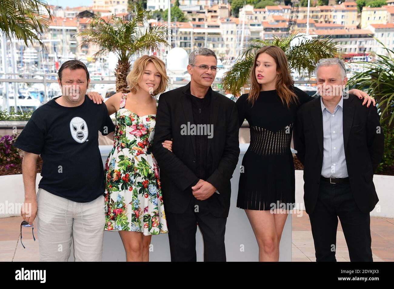 Director Abdellatif Kechiche, Lea Seydoux, Vincent Maraval, Adele Exarchopoulos, Brahim Chioua pose at the photocall for the film La Vie D'Adele held at the Palais Des Festivals as part of the 66th Cannes Film Festival in Cannes, France on May 23, 2013. Photo by Nicolas Briquet/ABACAPRESS.COM Stock Photo
