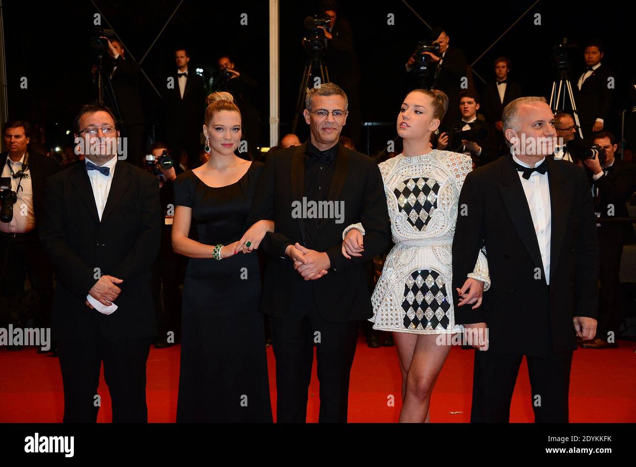 Director Abdellatif Kechiche, Lea Seydoux, Vincent Maraval, Adele Exarchopoulos, Brahim Chioua arriving for La Vie D'Adele screening held at the Palais Des Festivals as part of the 66th Cannes Film Festival in Cannes, France on May 23, 2013. Photo by Nicolas Briquet/ABACAPRESS.COM Stock Photo