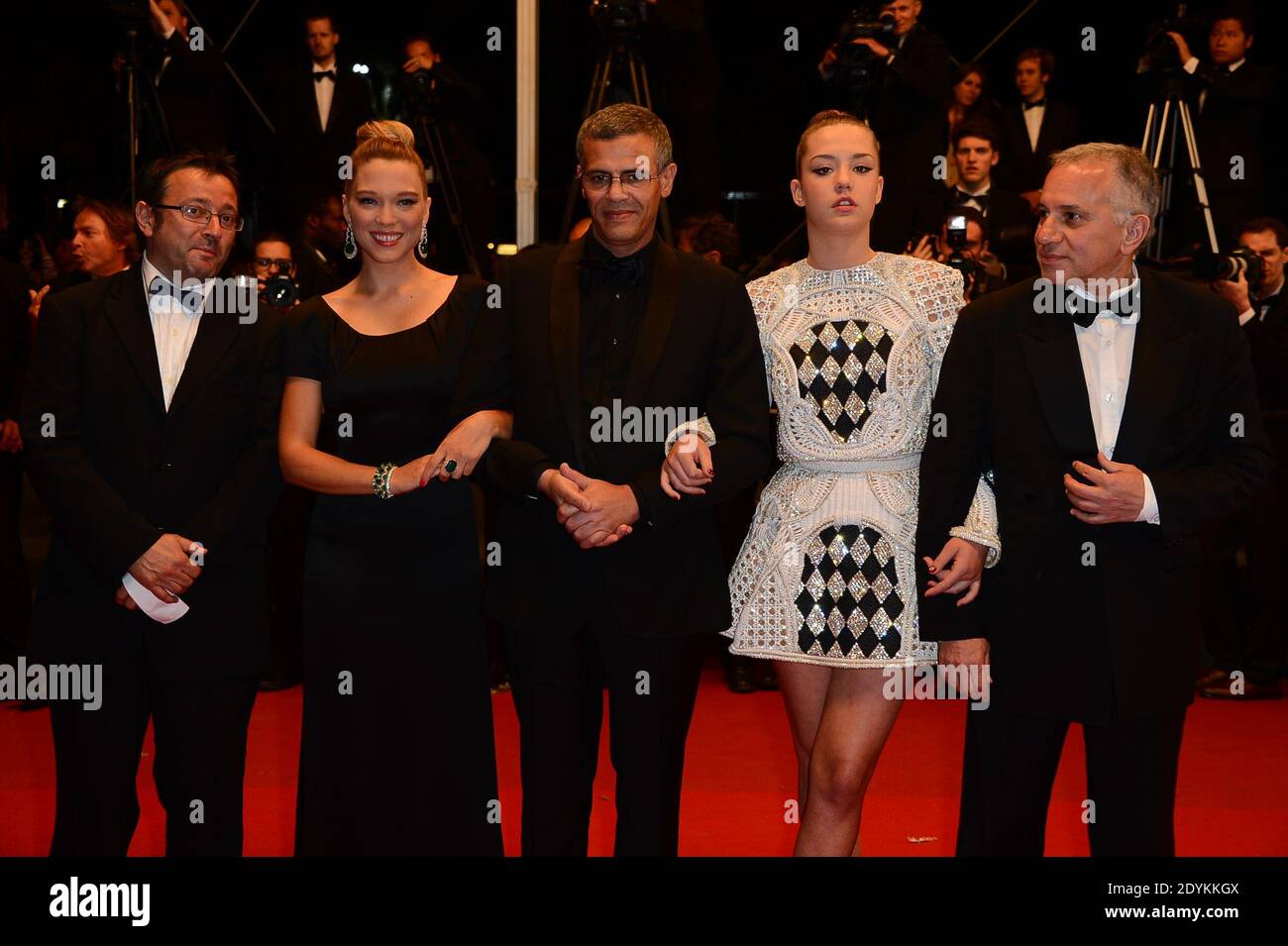 Director Abdellatif Kechiche, Lea Seydoux, Vincent Maraval, Adele Exarchopoulos, Brahim Chioua arriving for La Vie D'Adele screening held at the Palais Des Festivals as part of the 66th Cannes Film Festival in Cannes, France on May 23, 2013. Photo by Nicolas Briquet/ABACAPRESS.COM Stock Photo