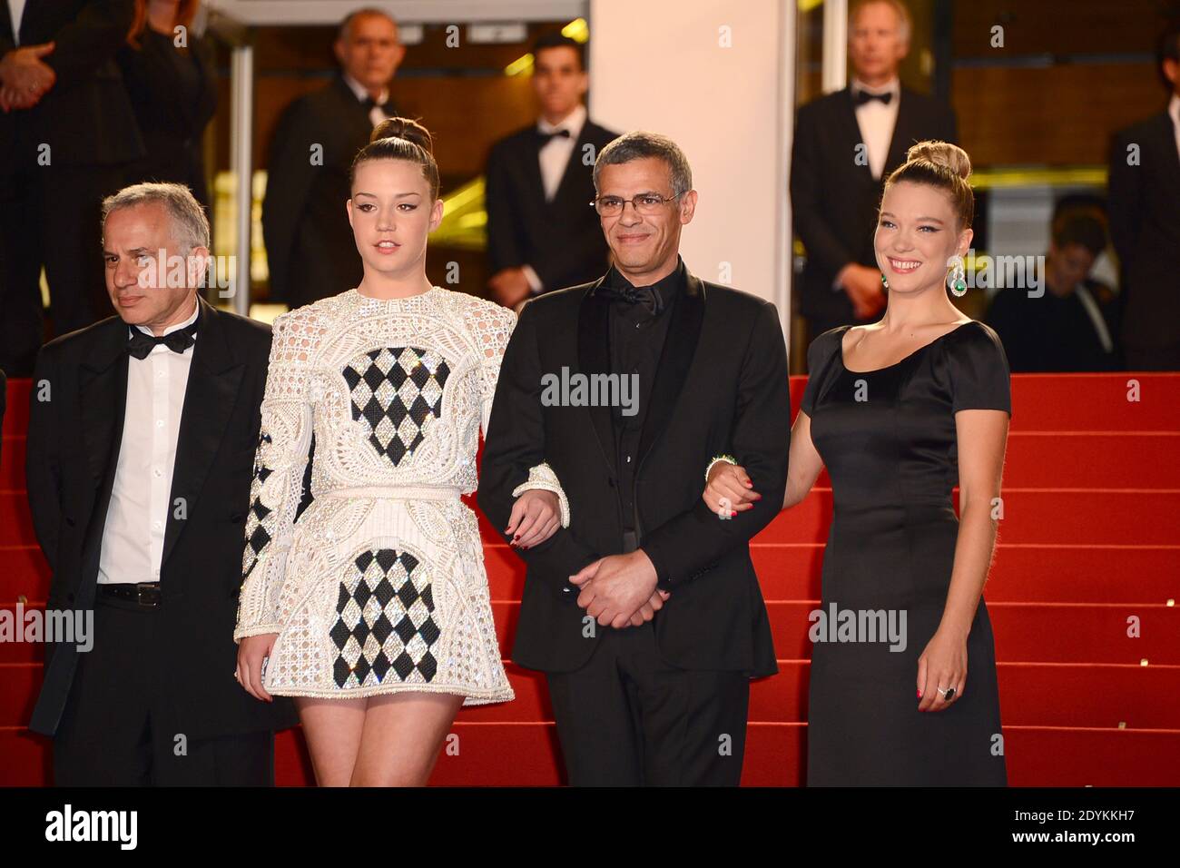 Director Abdellatif Kechiche, Lea Seydoux, Adele Exarchopoulos arriving for La Vie D'Adele screening held at the Palais Des Festivals as part of the 66th Cannes Film Festival in Cannes, France on May 23, 2013. Photo by Nicolas Briquet/ABACAPRESS.COM Stock Photo