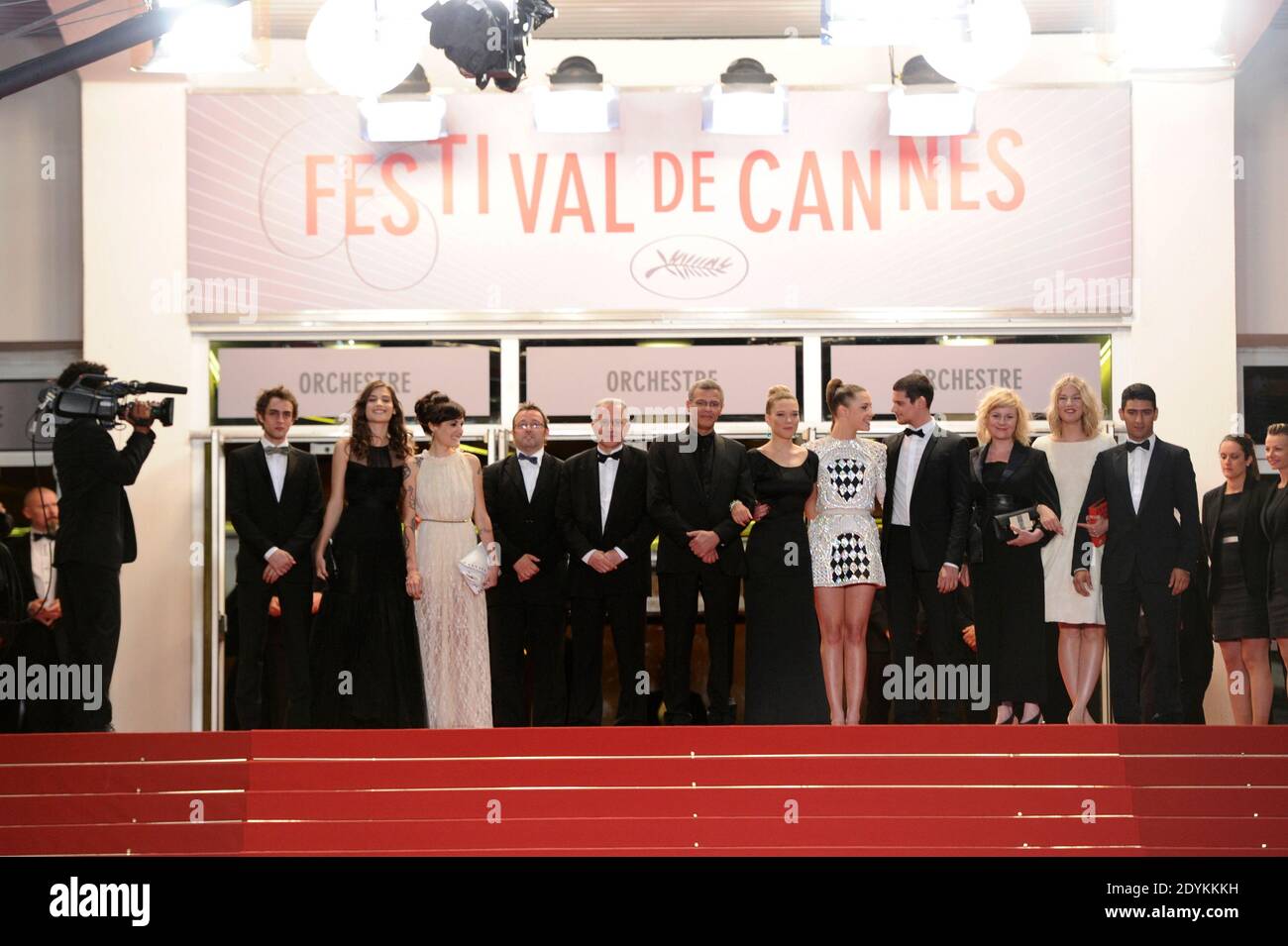 Adele Exarchopoulos, director Abdellatif Kechiche and Lea Seydoux arriving for La Vie D'Adele screening held at the Palais Des Festivals as part of the 66th Cannes Film Festival in Cannes, France on May 23, 2013. Photo by Aurore Marechal/ABACAPRESS.COM Stock Photo