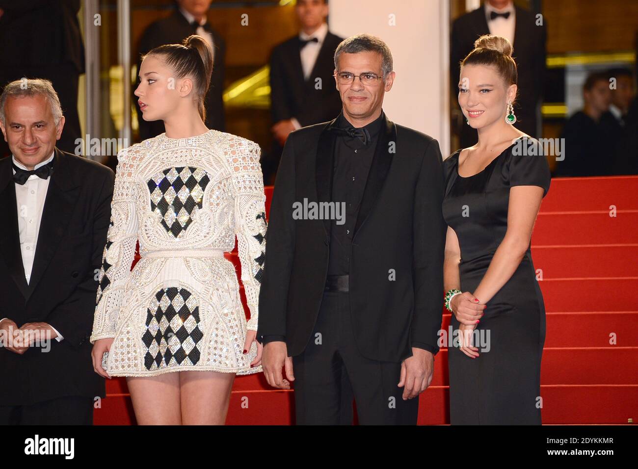 Director Abdellatif Kechiche, Lea Seydoux, Adele Exarchopoulos arriving for La Vie D'Adele screening held at the Palais Des Festivals as part of the 66th Cannes Film Festival in Cannes, France on May 23, 2013. Photo by Nicolas Briquet/ABACAPRESS.COM Stock Photo