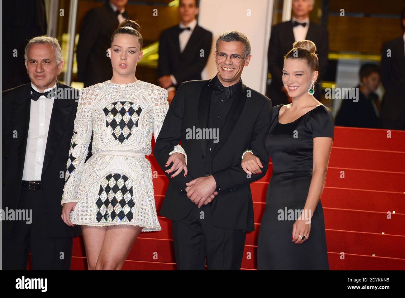 Director Abdellatif Kechiche, Lea Seydoux, Adele Exarchopoulos arriving for La Vie D'Adele screening held at the Palais Des Festivals as part of the 66th Cannes Film Festival in Cannes, France on May 23, 2013. Photo by Nicolas Briquet/ABACAPRESS.COM Stock Photo
