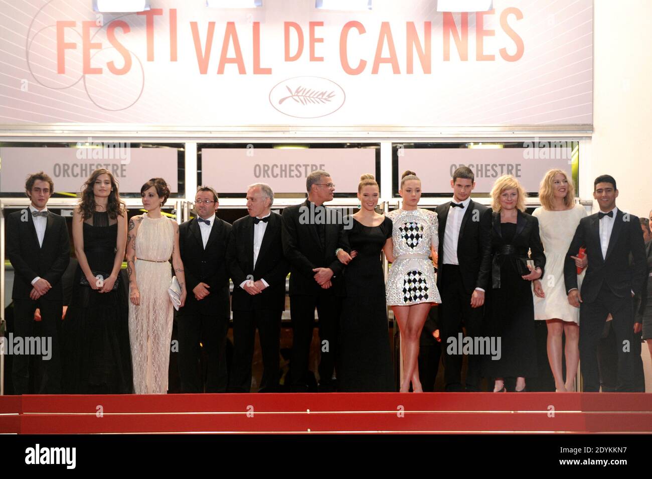Adele Exarchopoulos, director Abdellatif Kechiche and Lea Seydoux arriving for La Vie D'Adele screening held at the Palais Des Festivals as part of the 66th Cannes Film Festival in Cannes, France on May 23, 2013. Photo by Aurore Marechal/ABACAPRESS.COM Stock Photo