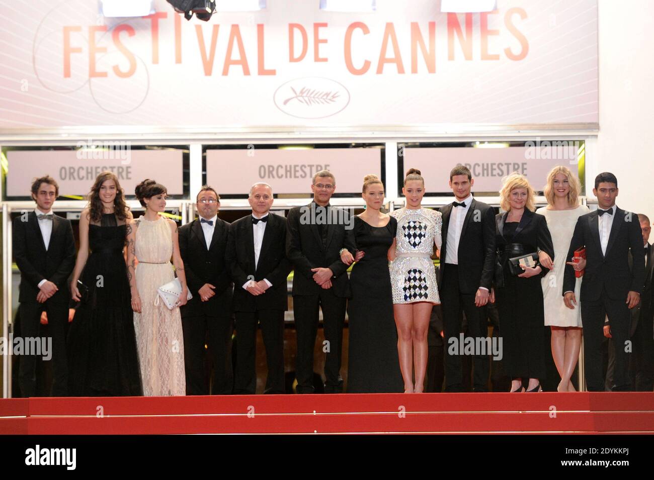 Adele Exarchopoulos, director Abdellatif Kechiche and Lea Seydoux arriving for La Vie D'Adele screening held at the Palais Des Festivals as part of the 66th Cannes Film Festival in Cannes, France on May 23, 2013. Photo by Aurore Marechal/ABACAPRESS.COM Stock Photo