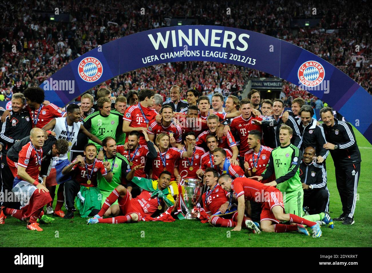 Bayern Munich S Team Receiving The Cup During The Uefa Champions League Final Soccer Match Bayern Munich Vs Dortmund At Wembley Arena In London Uk On May 25 2013 Bayern Won 2 1 Photo