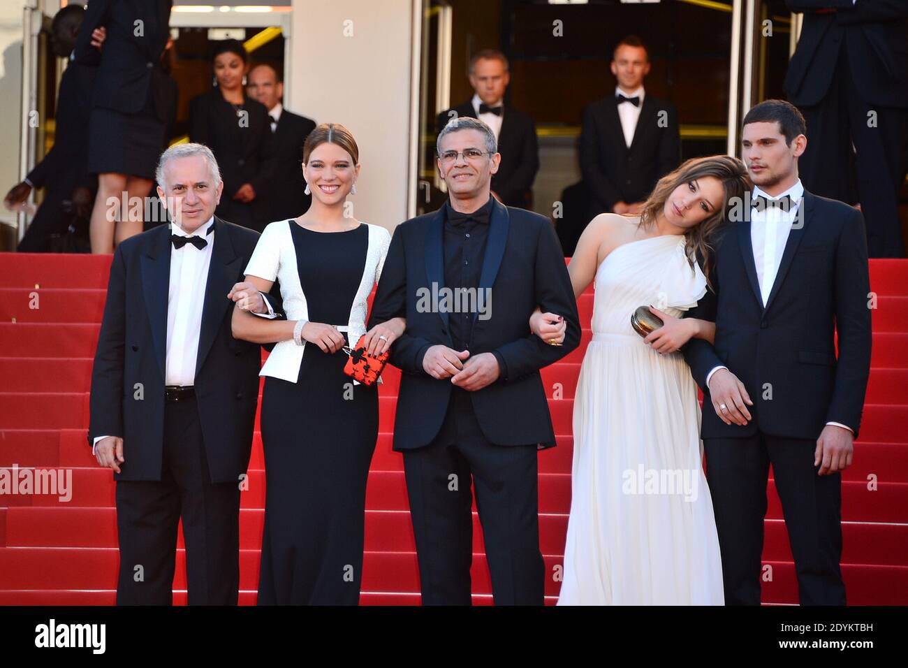 Producer Brahim Chioua, actress Lea Seydoux, director Abdellatif Kechiche, actors Adele Exarchopoulos and Jeremie Laheurte arriving for Zulu screening and closing ceremony held at the Palais des Festivals in Cannes, France on May 26, 2013, as part of the 66th Cannes Film Festival. Photo by Nicolas Briquet/ABACAPRESS.COM Stock Photo