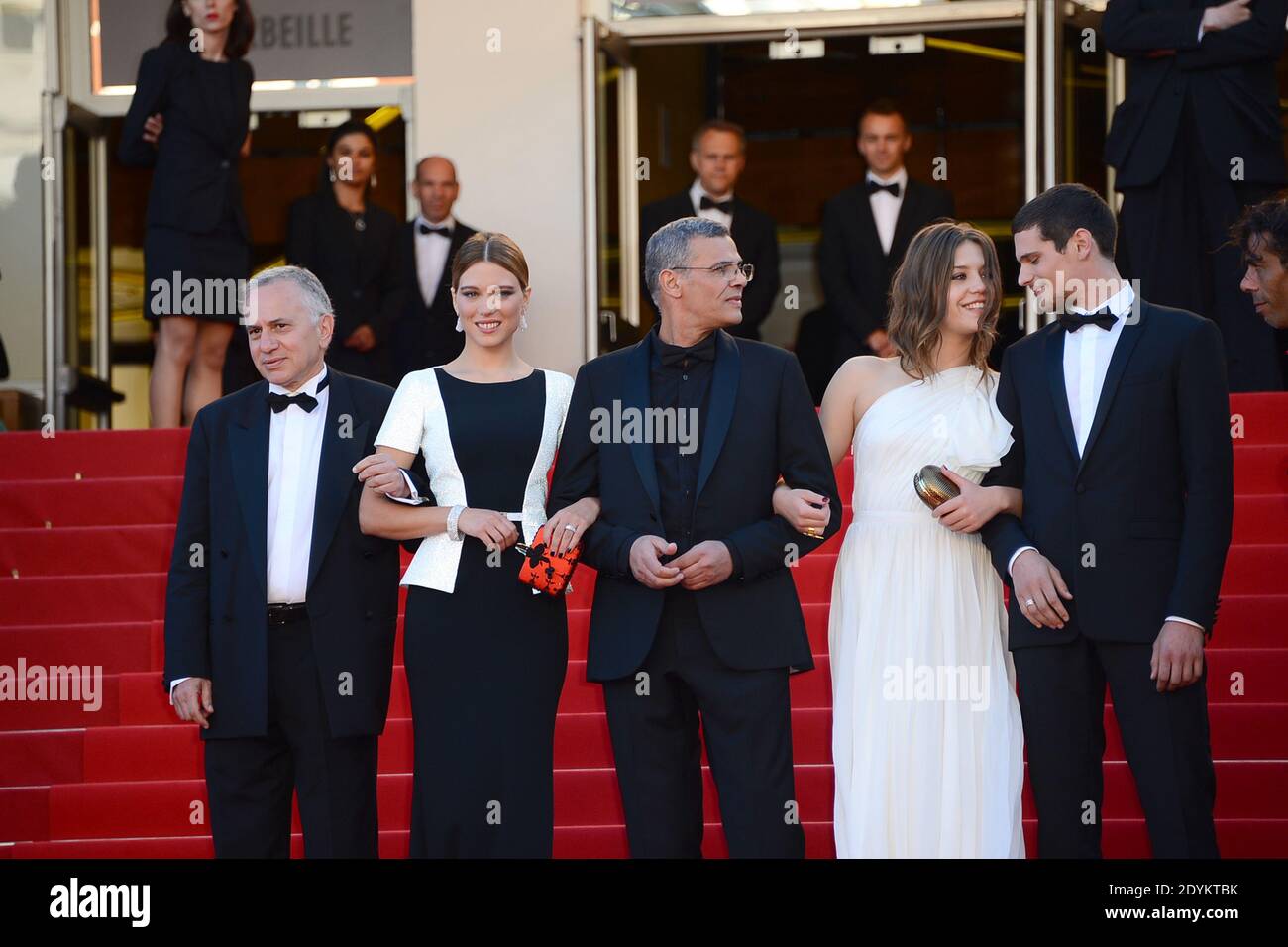 Producer Brahim Chioua, actress Lea Seydoux, director Abdellatif Kechiche, actors Adele Exarchopoulos and Jeremie Laheurte arriving for Zulu screening and closing ceremony held at the Palais des Festivals in Cannes, France on May 26, 2013, as part of the 66th Cannes Film Festival. Photo by Nicolas Briquet/ABACAPRESS.COM Stock Photo
