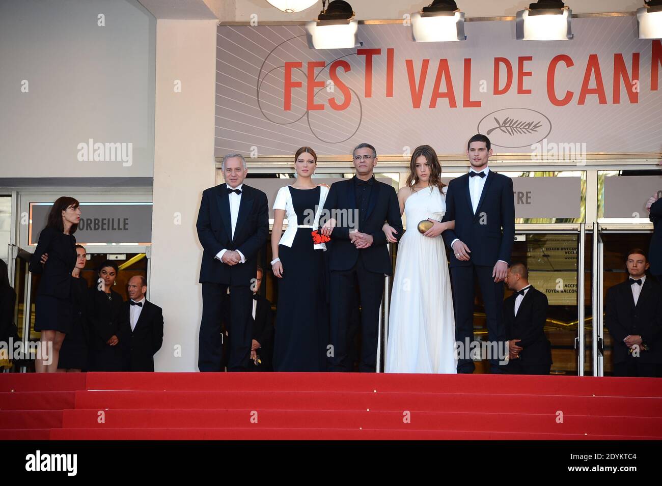 Producer Brahim Chioua, actress Lea Seydoux, director Abdellatif Kechiche, actors Adele Exarchopoulos and Jeremie Laheurte arriving for Zulu screening and closing ceremony held at the Palais des Festivals in Cannes, France on May 26, 2013, as part of the 66th Cannes Film Festival. Photo by Nicolas Briquet/ABACAPRESS.COM Stock Photo