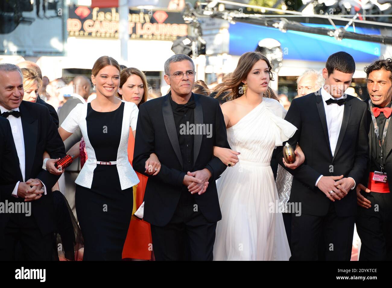 Producer Brahim Chioua, actress Lea Seydoux, director Abdellatif Kechiche, actors Adele Exarchopoulos and Jeremie Laheurte arriving for Zulu screening and closing ceremony held at the Palais des Festivals in Cannes, France on May 26, 2013, as part of the 66th Cannes Film Festival. Photo by Nicolas Briquet/ABACAPRESS.COM Stock Photo