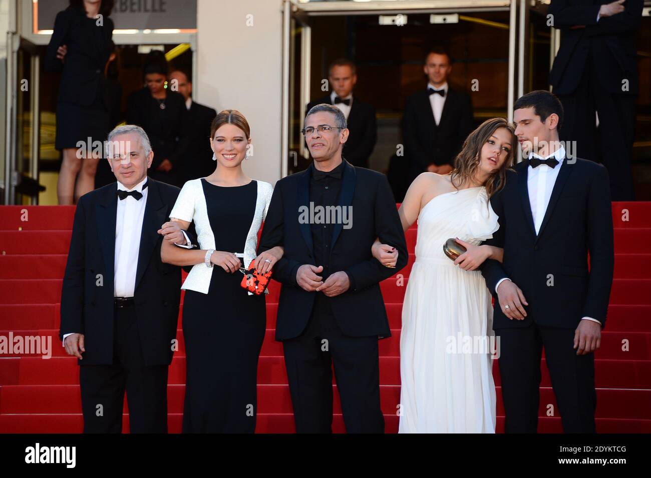 Producer Brahim Chioua, actress Lea Seydoux, director Abdellatif Kechiche, actors Adele Exarchopoulos and Jeremie Laheurte arriving for Zulu screening and closing ceremony held at the Palais des Festivals in Cannes, France on May 26, 2013, as part of the 66th Cannes Film Festival. Photo by Nicolas Briquet/ABACAPRESS.COM Stock Photo