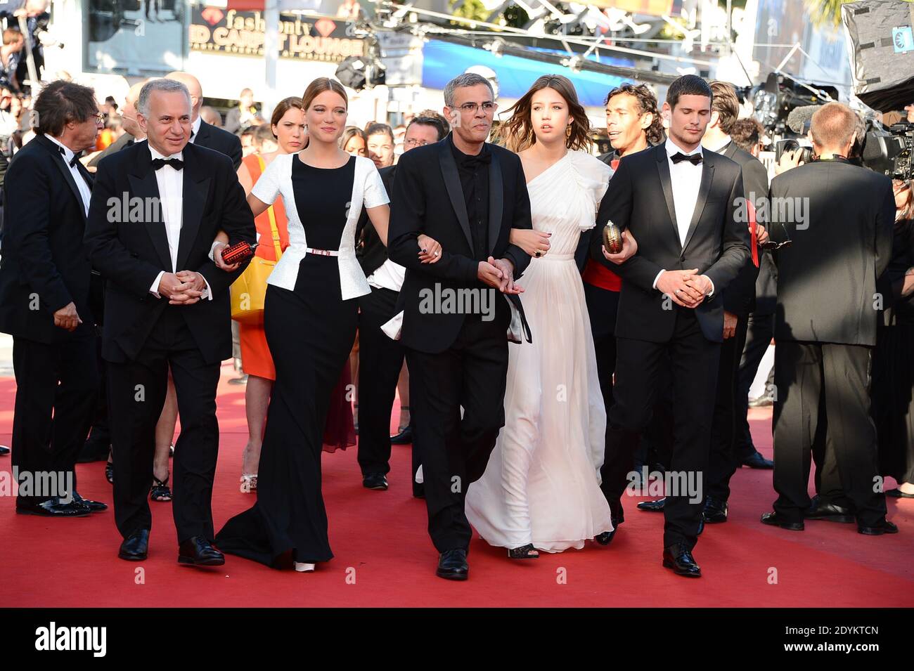 Producer Brahim Chioua, actress Lea Seydoux, director Abdellatif Kechiche, actors Adele Exarchopoulos and Jeremie Laheurte arriving for Zulu screening and closing ceremony held at the Palais des Festivals in Cannes, France on May 26, 2013, as part of the 66th Cannes Film Festival. Photo by Nicolas Briquet/ABACAPRESS.COM Stock Photo