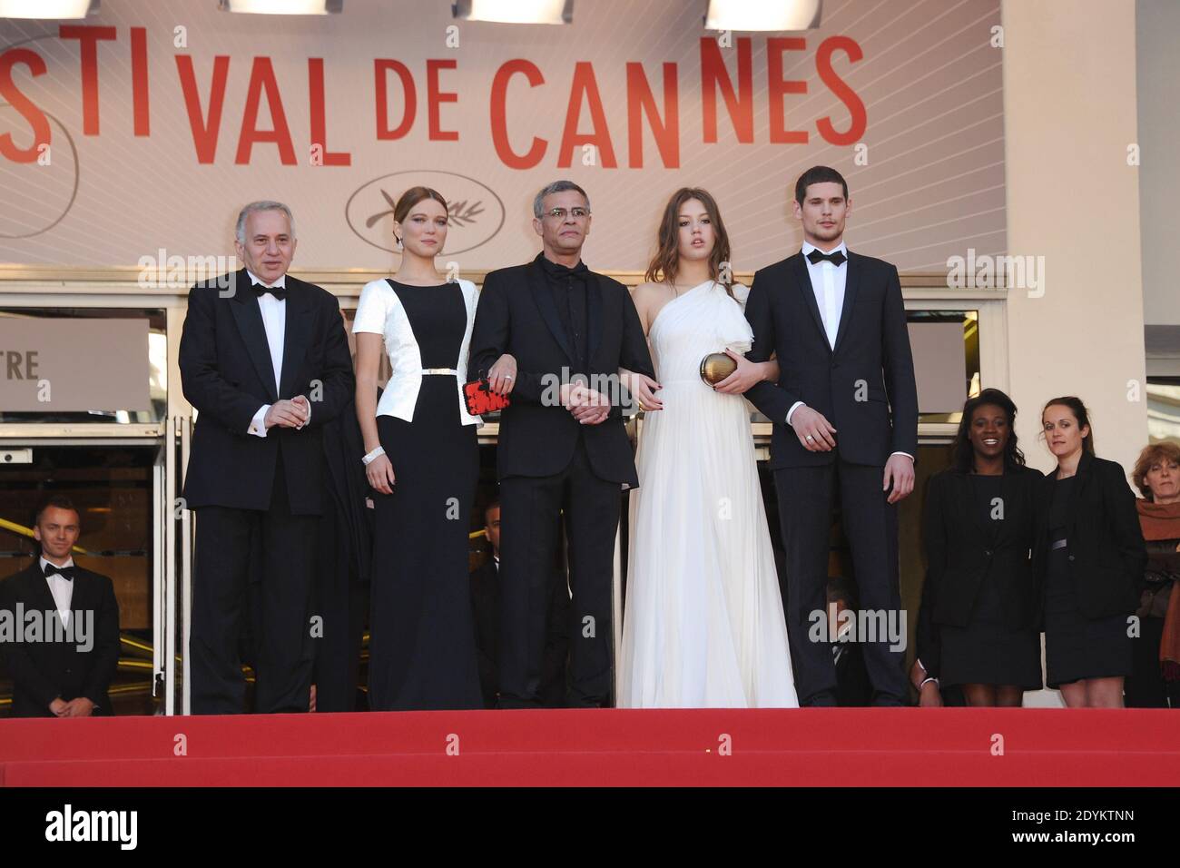 Producer Brahim Chioua, actress Lea Seydoux, director Abdellatif Kechiche, actors Adele Exarchopoulos and Jeremie Laheurte arriving for Zulu screening and closing ceremony held at the Palais des Festivals in Cannes, France on May 26, 2013, as part of the 66th Cannes Film Festival. Photo by Aurore Marechal/ABACAPRESS.COM Stock Photo