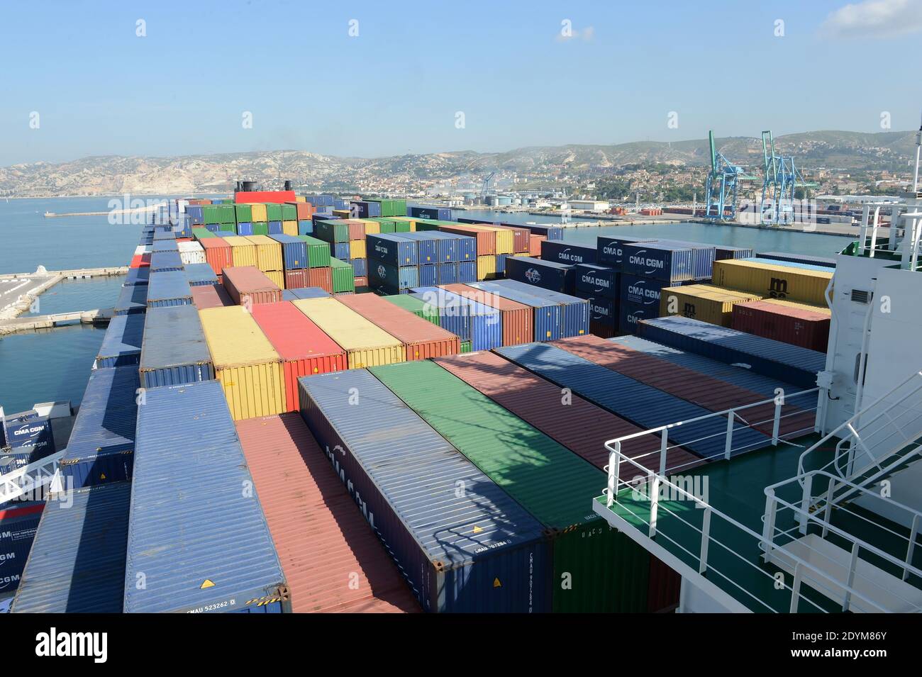 The 'CMA CGM Jules Verne', the world?s largest container ship sailing under French flag, seen in Marseille, France on June 3, 2013. Photo by Ammar Abd Rabbo/ABACAPRESS.COM Stock Photo