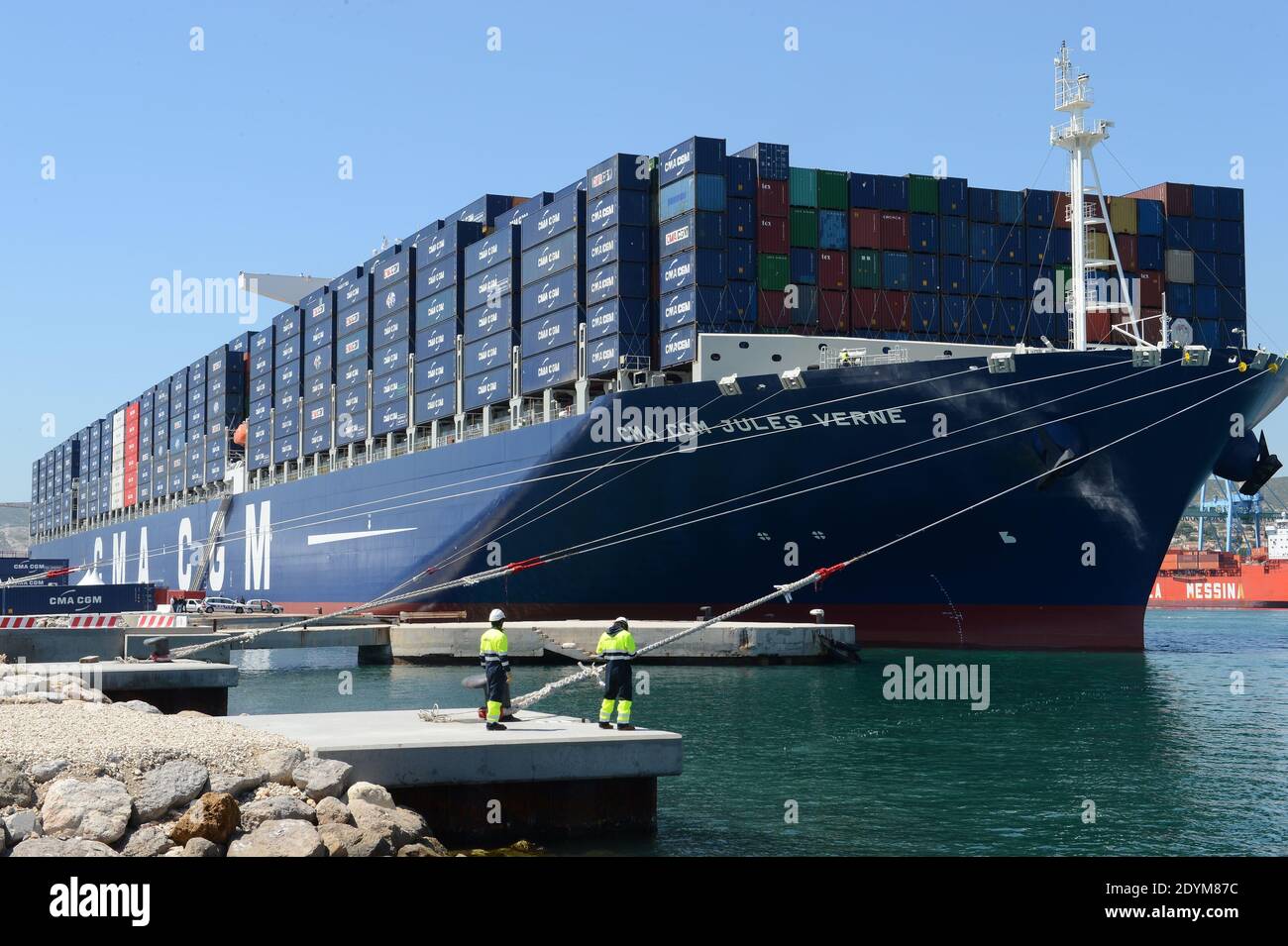 The 'CMA CGM Jules Verne', the world?s largest container ship sailing under French flag, seen in Marseille, France on June 3, 2013. Photo by Ammar Abd Rabbo/ABACAPRESS.COM Stock Photo