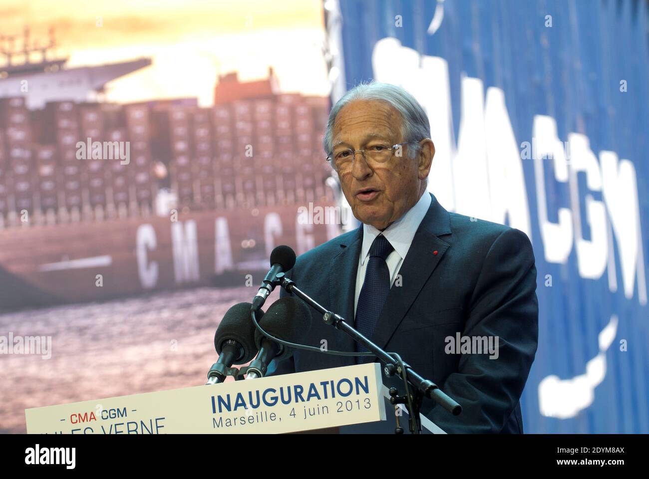 Jacques Saade (CEO of CMA CGM) attends the inauguration of "CMA CGM ...