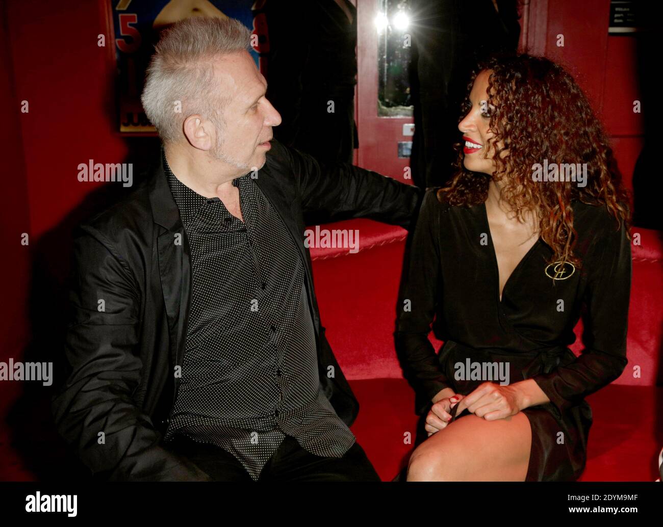 EXCLUSIVE - Jean-Paul Gaultier and Noemie Lenoir pose backstage after  Noemie Lenoir's show at Crazy Horse, in Paris, France, on June 5, 2013.  Photo by Jerome Domine/ABACAPRESS.COM Stock Photo - Alamy