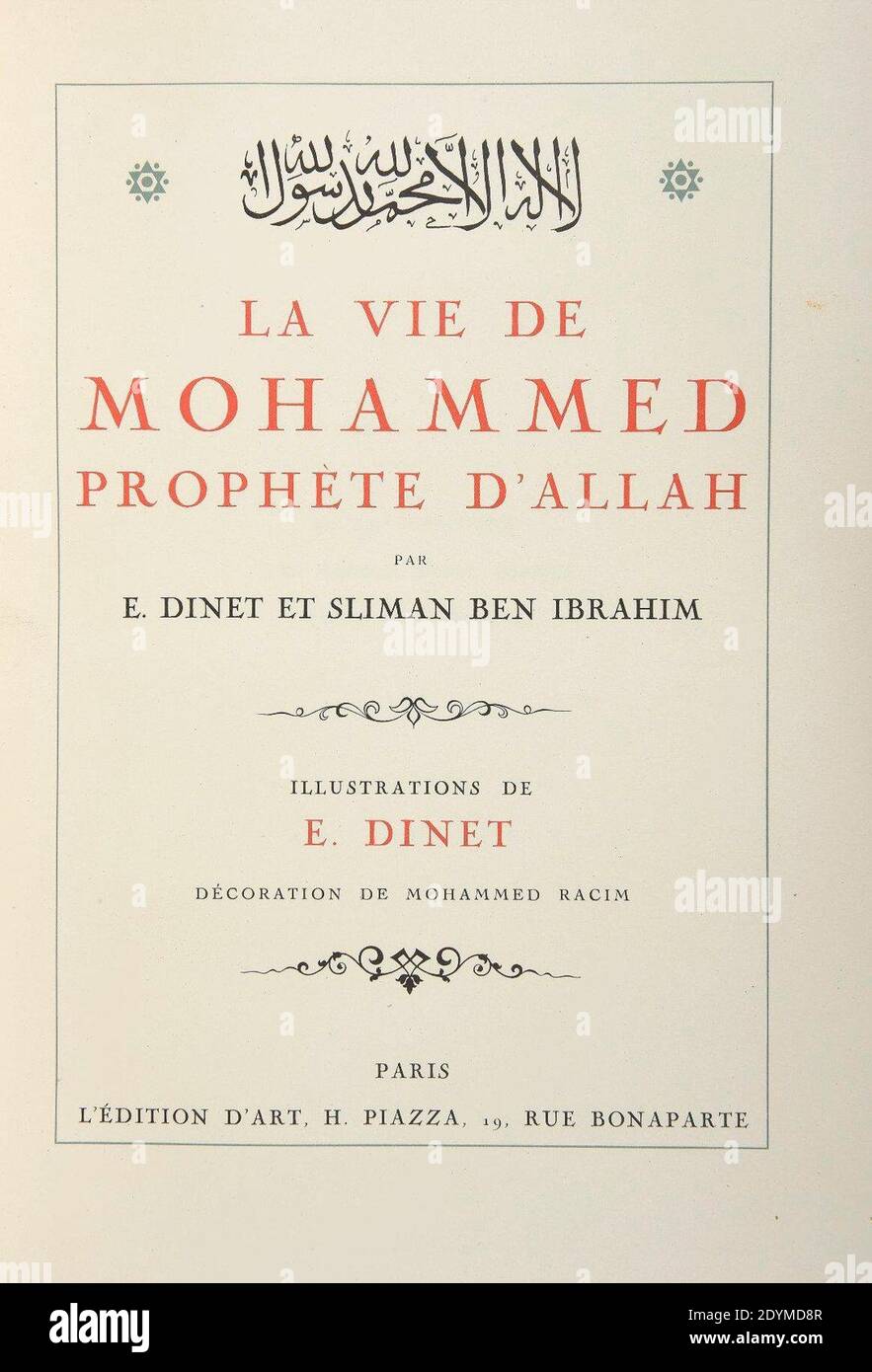 La Vie de Mohammed, prophète d'Allah. Stock Photo