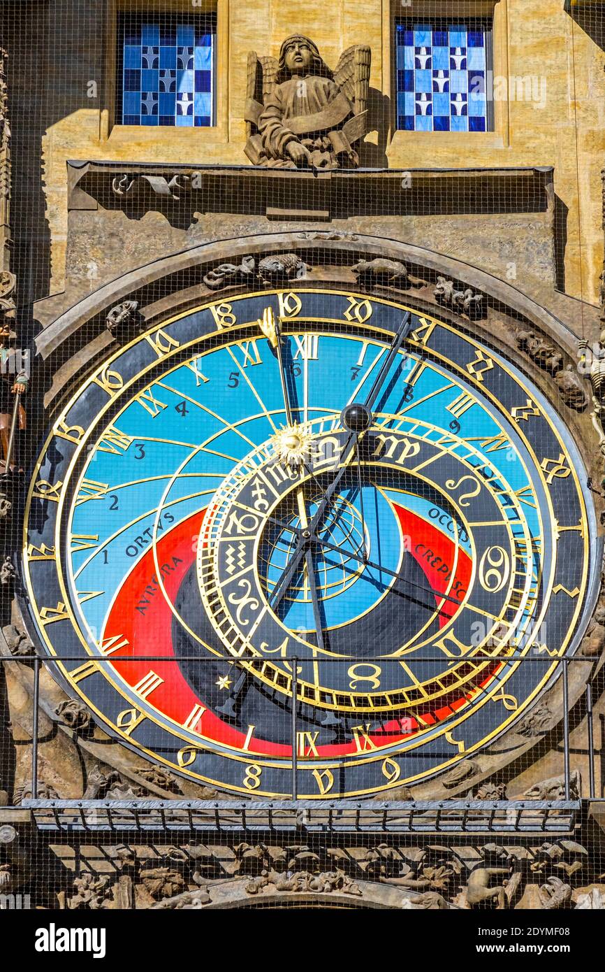 Prague Astronomical Clock, or Prague Orloj (Czech: Prazsky Orloj), medieval astronomical clock located in Prague, Czech Republic. Was first installed Stock Photo