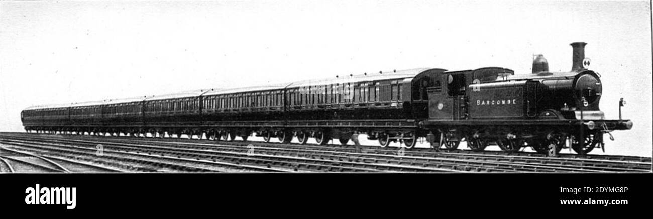 LBSCR suburban train (Howden, Boys' Book of Locomotives, 1907). Stock Photo