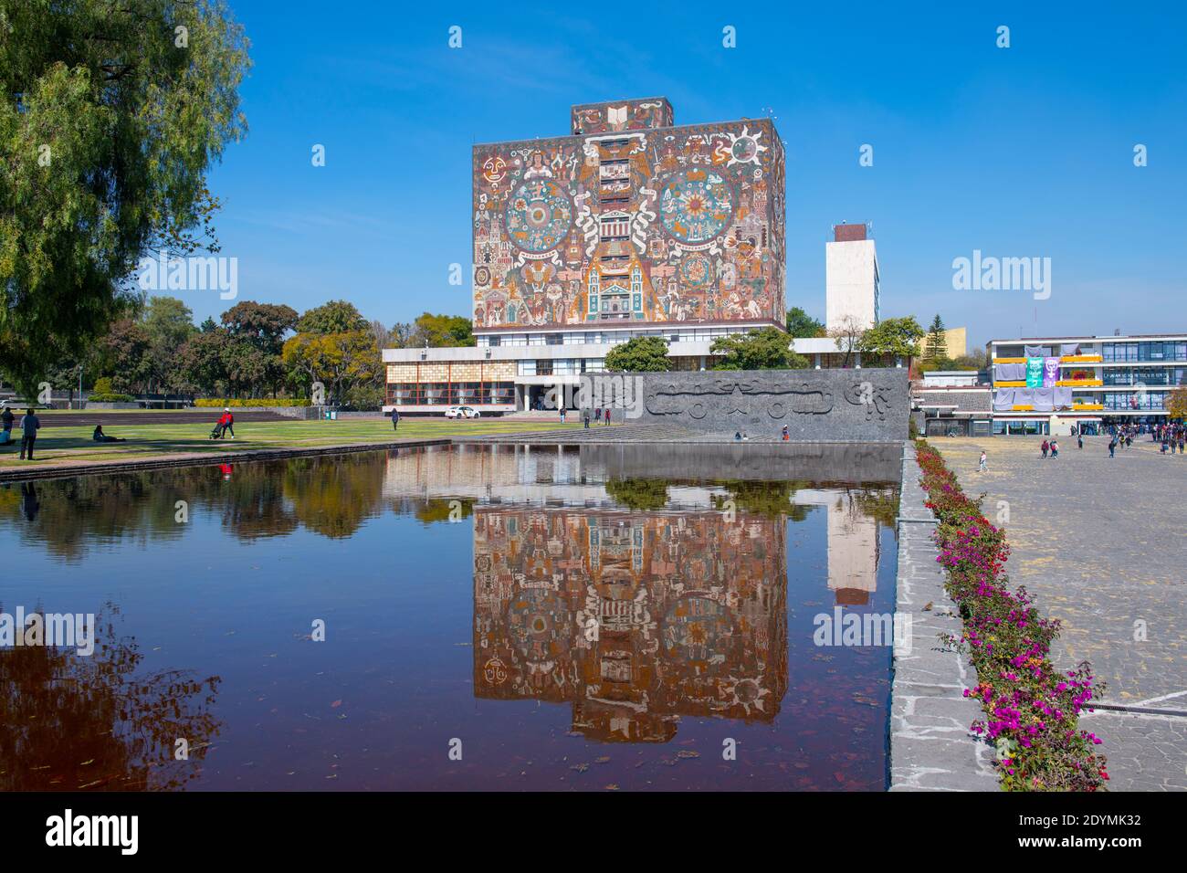 Central Library Biblioteca at National Autonomous University of Mexico UNAM in Mexico City CDMX, Mexico. The campus of UNAM Ciudad Universitaria Unive Stock Photo
