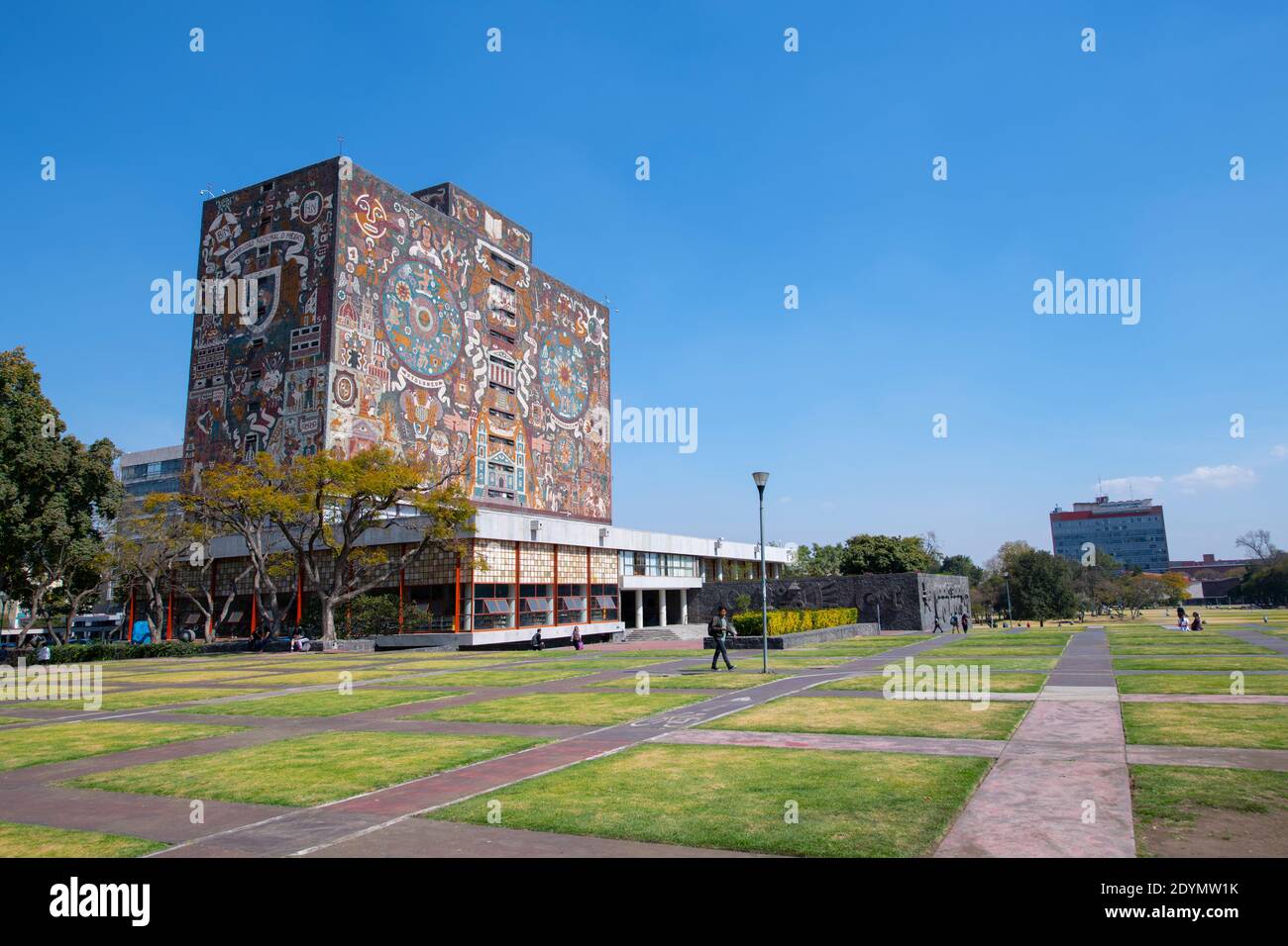 Central Library Biblioteca at National Autonomous University of Mexico UNAM in Mexico City CDMX, Mexico. The campus of UNAM Ciudad Universitaria Unive Stock Photo